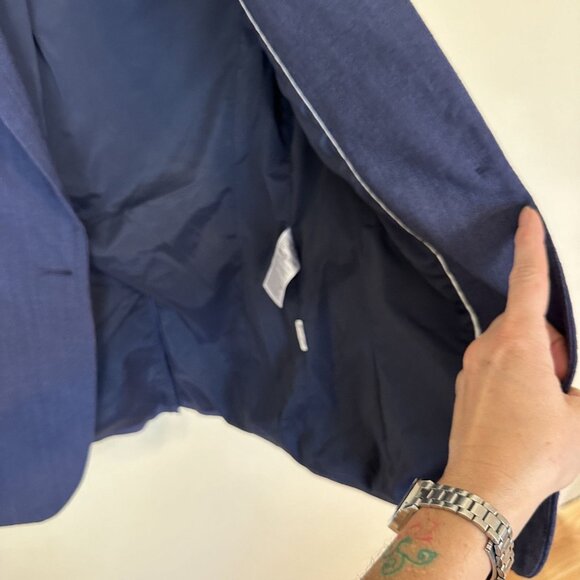 Banana Republic Womens Wool Blend Navy Blazer Size 0 One Button - Picture 11 of 11